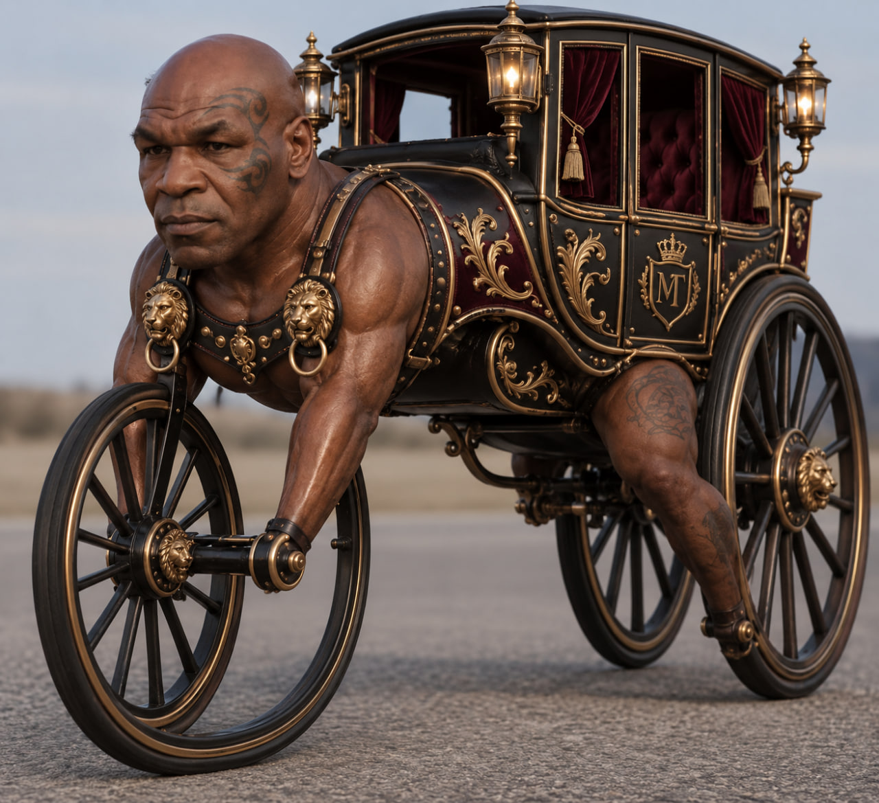 Original surreal portrait of Tyson as an ornate carriage